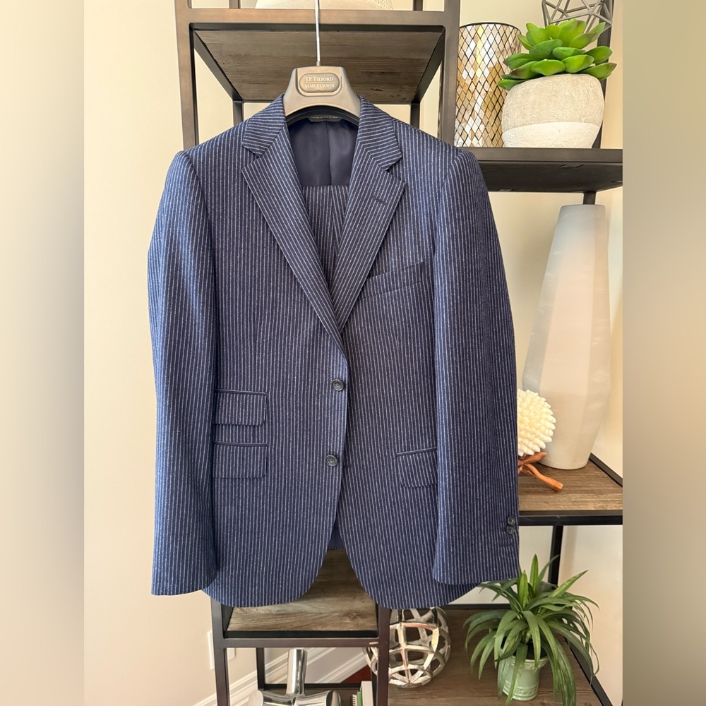 J.P. Tilford by Samuelsohn Navy Pinstripe Wool Suit
